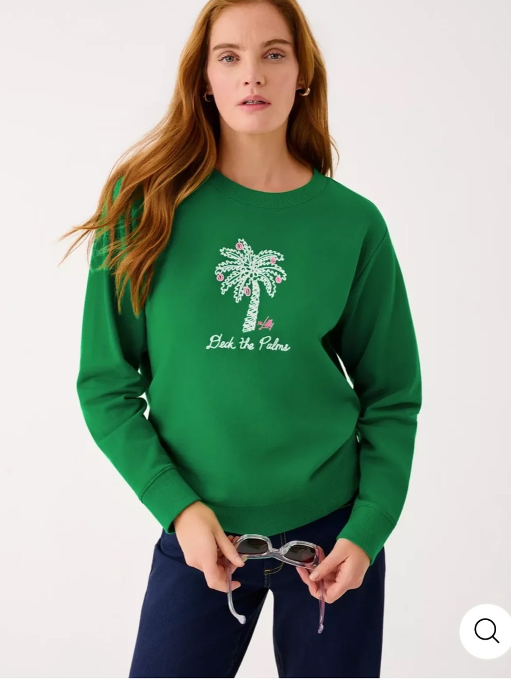 NWT Lilly Pulitzer Ballad Long Sleeve Sweatshirt Deck the Palms XL